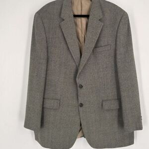 Vintage Ralph Lauren Double Breasted Blazer lambsWool Herringbone brown Size 46L